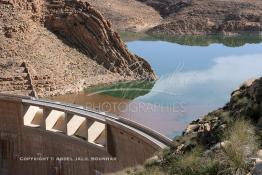 Image du Maroc Professionnelle de  Le barrage Laghrasse "dit barrage Hassan II", il se situe à 50 km au sud est de Taourirte au nord du Maroc, Samedi 10 Février 2006, ce barrage fournit en eau potable  le barrage Mohammed V qui sert de lien pour Machraa Hammadi,  ce dernier permet l'approvisionnement des centre de Taourirte et El Aïoun Sidi Mellouk. (Photo / Abdeljalil Bounhar) 